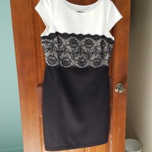 Worthington cream /black lace dress